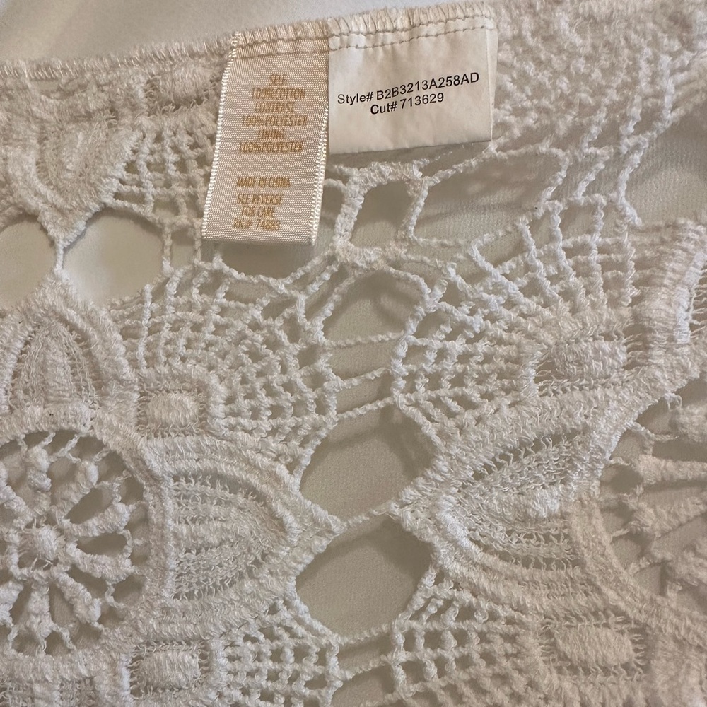 Adiva Ivory Crochet Sleeveless Top Cotton/Polyester M - Picture 6 of 7